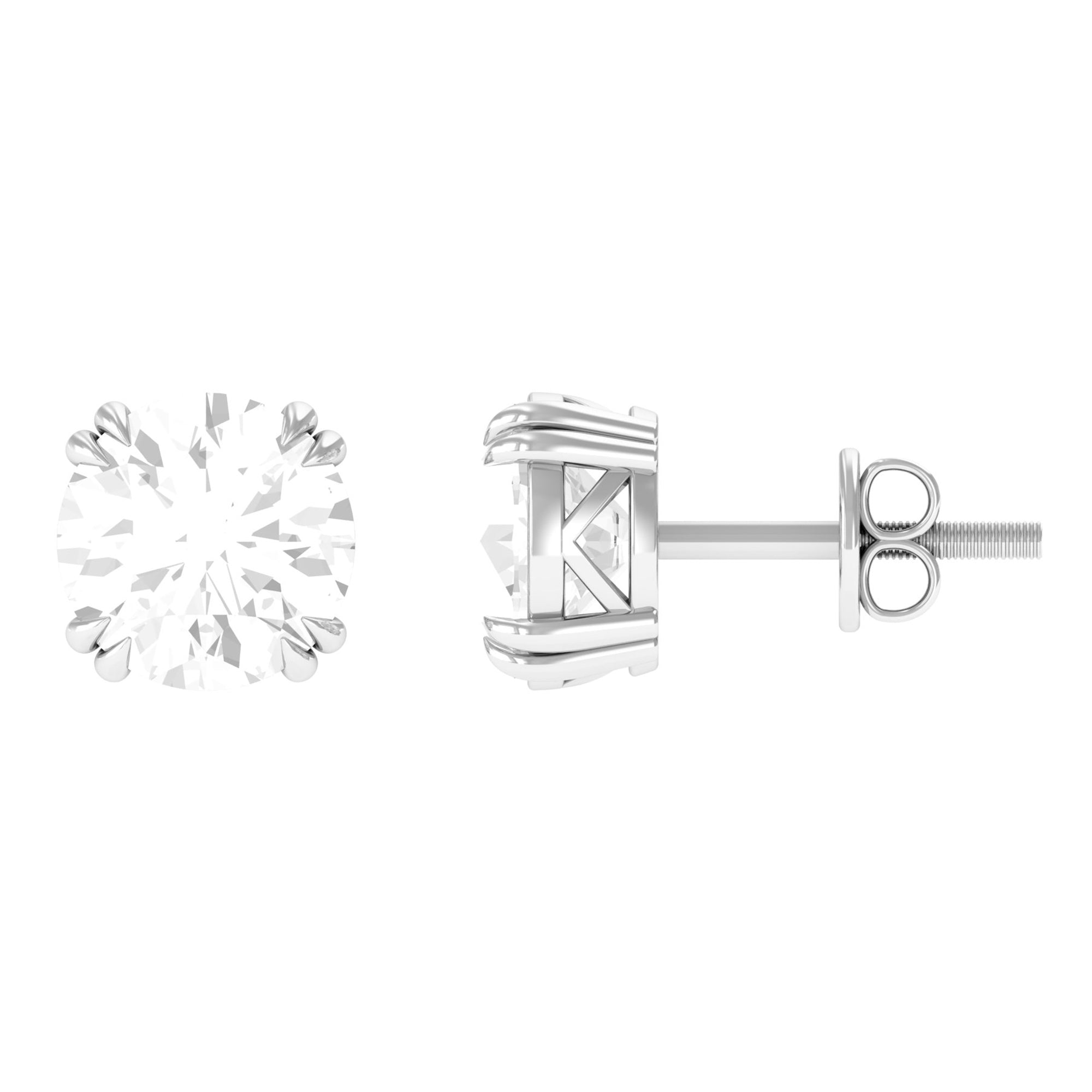 White Topaz Solitaire Stud Earrings White Topaz - ( AAA ) - Quality - Rosec Jewels