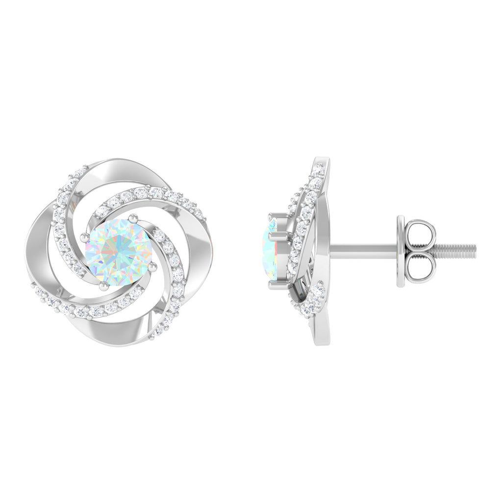 Rosec Jewels-3/4 CT Minimal Ethiopian Opal and Diamond Stud Earrings
