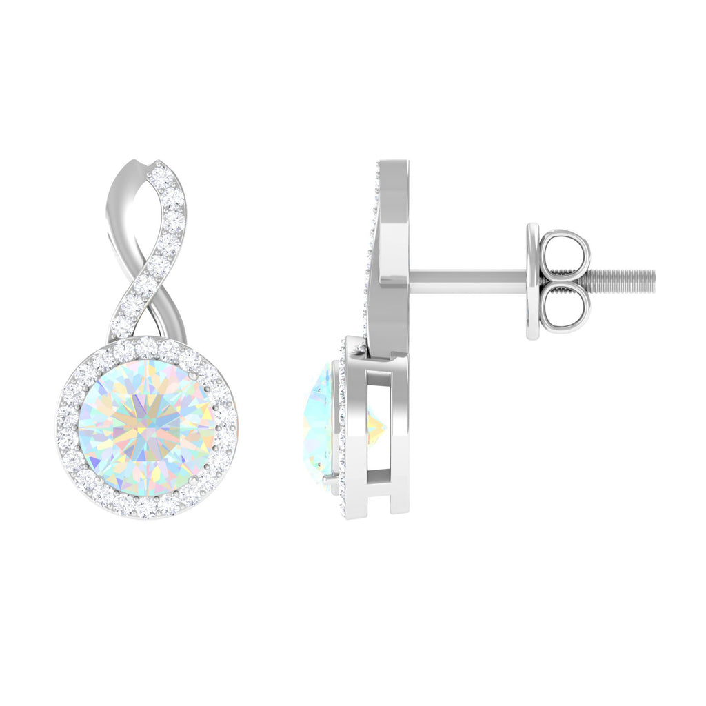 Rosec Jewels-1.75 CT Classic Ethiopian Opal and Diamond Infinity Stud Earrings