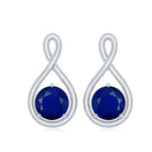3/4 CT Round Cut Blue Sapphire Solitaire Infinity Stud Earrings Blue Sapphire - ( AAA ) - Quality - Rosec Jewels