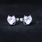 4.25 CT Rose Quartz and Moissanite Gothic Stud Earrings Rose Quartz - ( AAA ) - Quality - Rosec Jewels