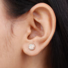 1.25 CT Classic Ethiopian Opal and Moissanite Halo Stud Earrings Ethiopian Opal - ( AAA ) - Quality - Rosec Jewels