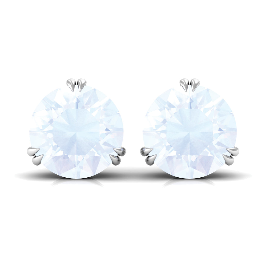 8 MM Moonstone Solitaire Stud Earrings in Double Prong Setting Moonstone - ( AAA ) - Quality - Rosec Jewels