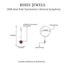 4 MM Round Shape Pink Tourmaline and Silver Sunburst Hoop Drop Earrings For Women - Rosec Jewels