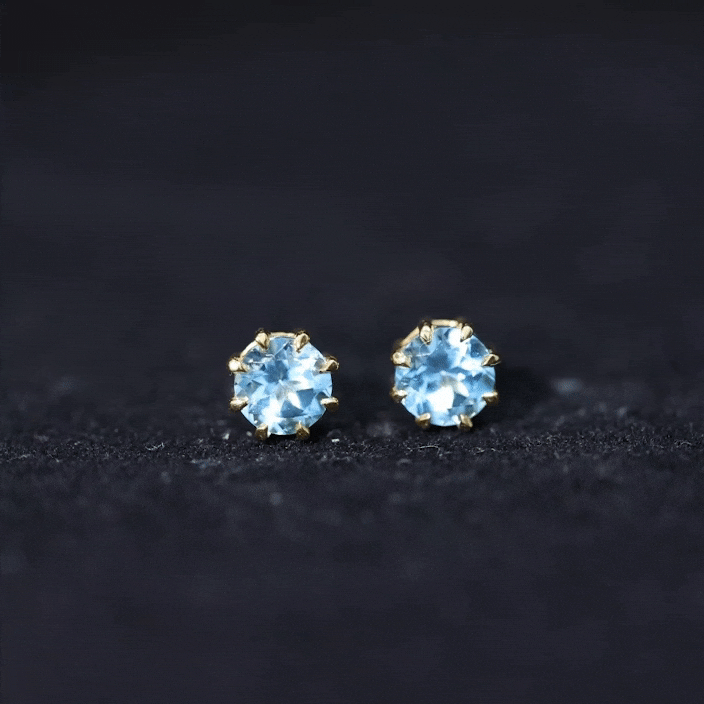 Natural Swiss Blue Topaz Solitaire Stud Earrings in 8 Claw Prong Setting Swiss Blue Topaz - ( AAA ) - Quality - Rosec Jewels