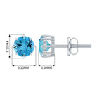 4.5 MM Natural Swiss Blue Topaz Solitaire Stud Earrings in 8 Claw Prong Setting Swiss Blue Topaz - ( AAA ) - Quality - Rosec Jewels