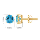 4.5 MM Natural Swiss Blue Topaz Solitaire Stud Earrings in 8 Claw Prong Setting Swiss Blue Topaz - ( AAA ) - Quality - Rosec Jewels