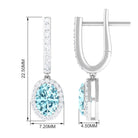 Classic Oval Cut Aquamarine and Diamond Hoop Drop Earrings Aquamarine - ( AAA ) - Quality - Rosec Jewels