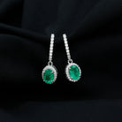 1.75 CT Classic Emerald J Hoop Drop Earrings with Diamond Emerald - ( AAA ) - Quality - Rosec Jewels