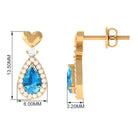 Pear Cut Swiss Blue Topaz Bridal Drop Earrings with Diamond Halo Swiss Blue Topaz - ( AAA ) - Quality - Rosec Jewels