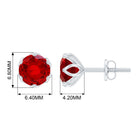 2 CT Round Cut Lab Created Ruby Solitaire Stud Earrings for Women Lab Created Ruby - ( AAAA ) - Quality - Rosec Jewels