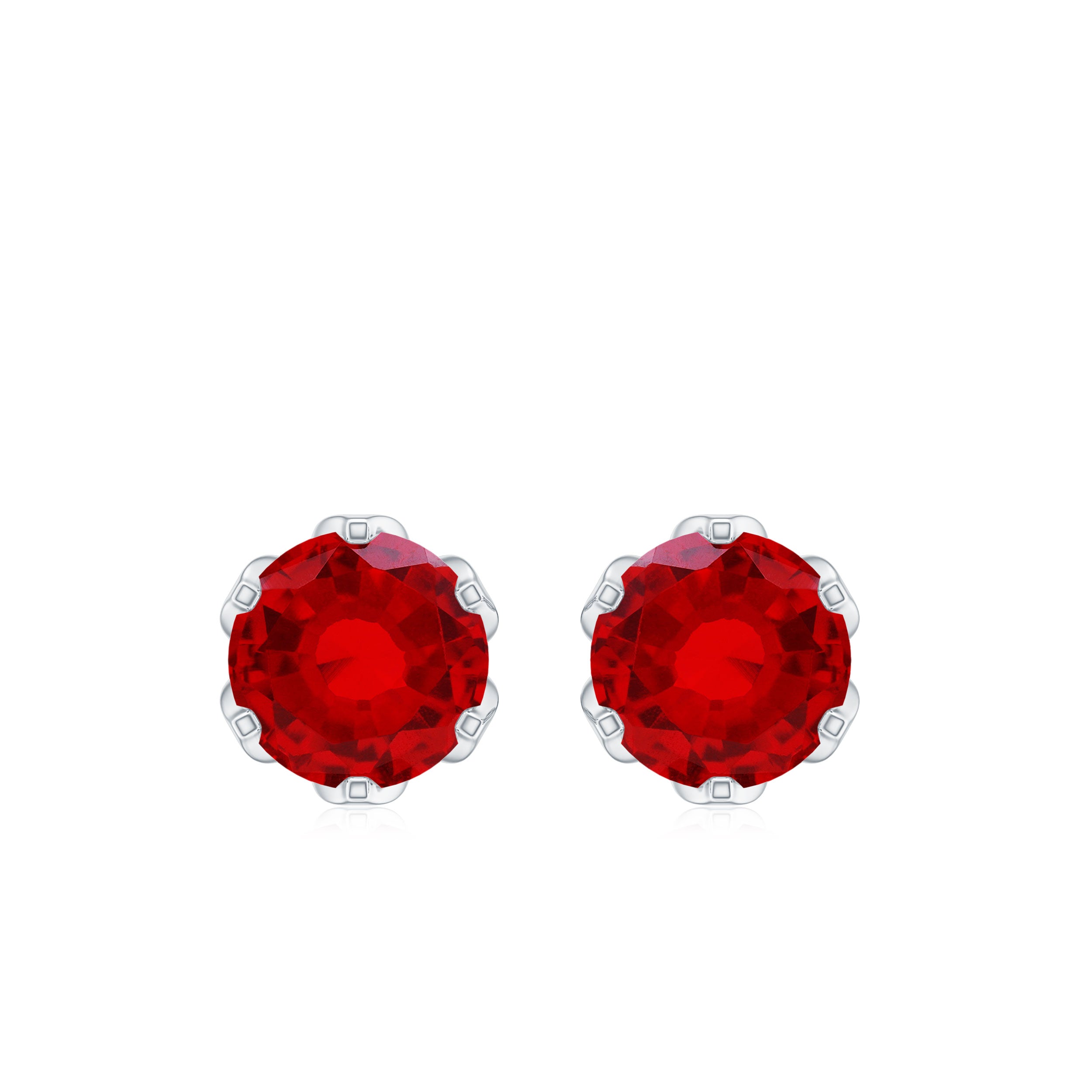 2 CT Round Cut Lab Created Ruby Solitaire Stud Earrings for Women Lab Created Ruby - ( AAAA ) - Quality - Rosec Jewels