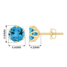 6 MM Swiss Blue Topaz Solitaire Stud Earrings in Lotus Basket Setting Swiss Blue Topaz - ( AAA ) - Quality - Rosec Jewels