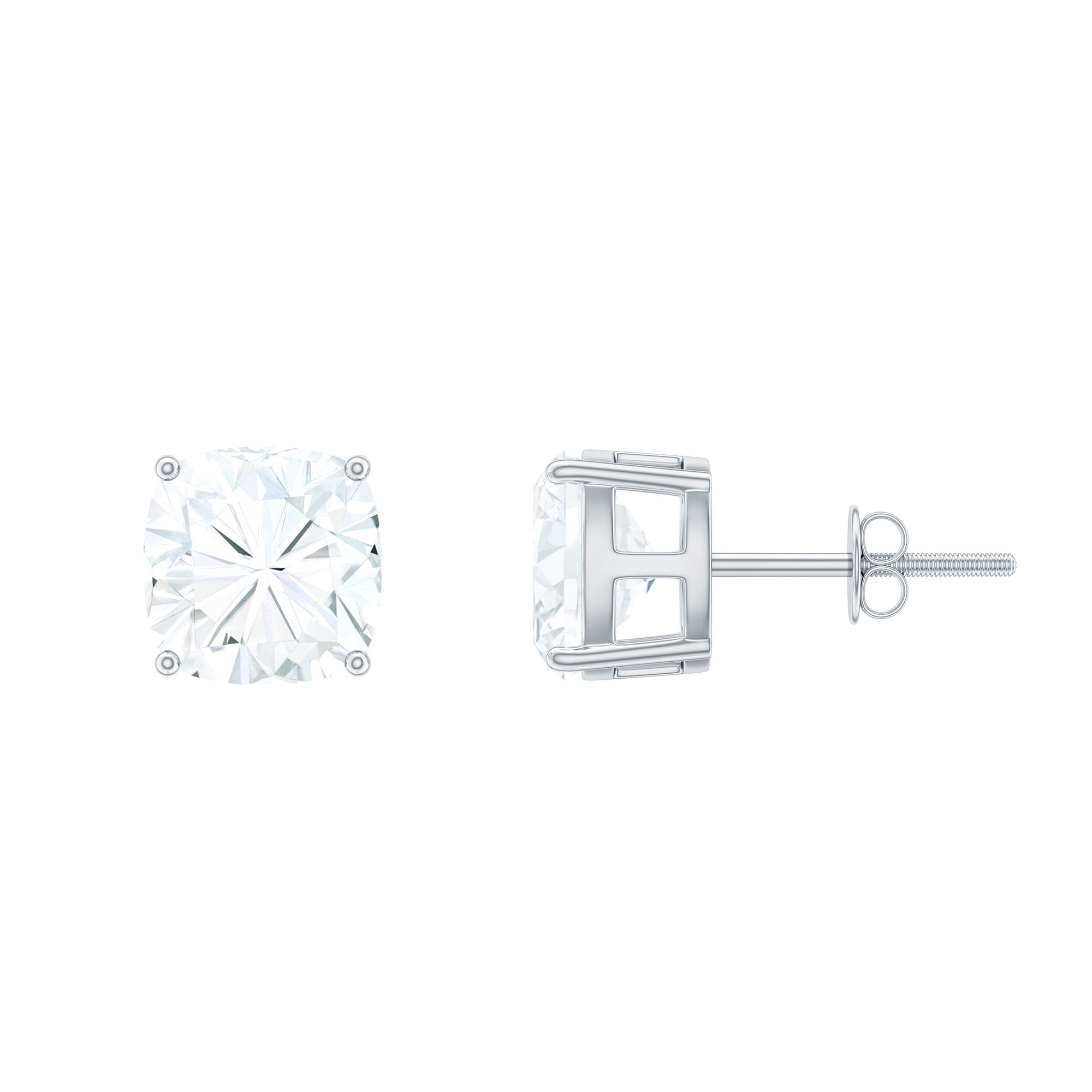 6.25 CT Cushion Cut Moissanite Solitaire Stud Earrings Moissanite - ( D-VS1 ) - Color and Clarity - Rosec Jewels