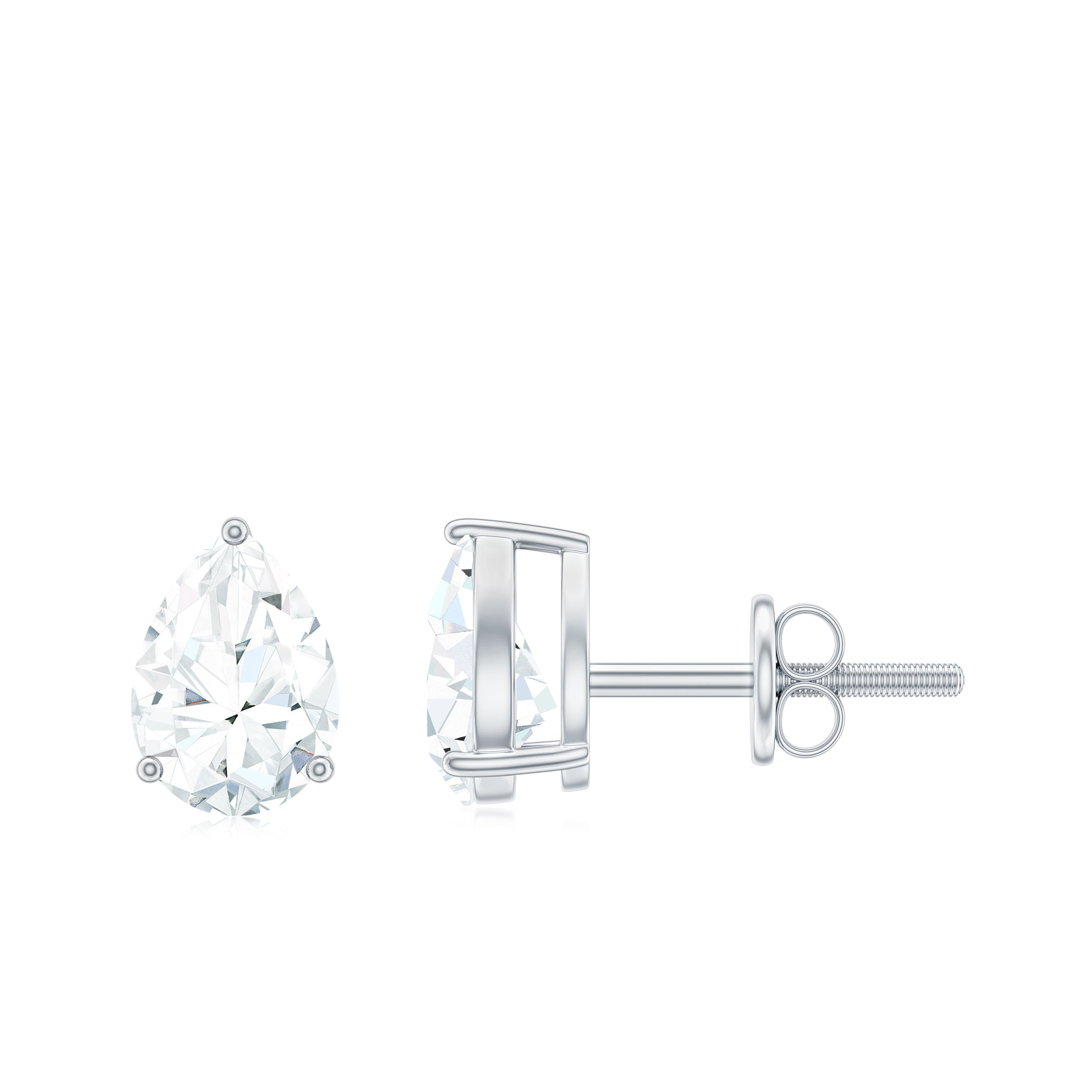 2.50 CT Pear Cut Moissanite Stud Earrings in Silver Moissanite - ( D-VS1 ) - Color and Clarity 92.5 Sterling Silver - Rosec Jewels