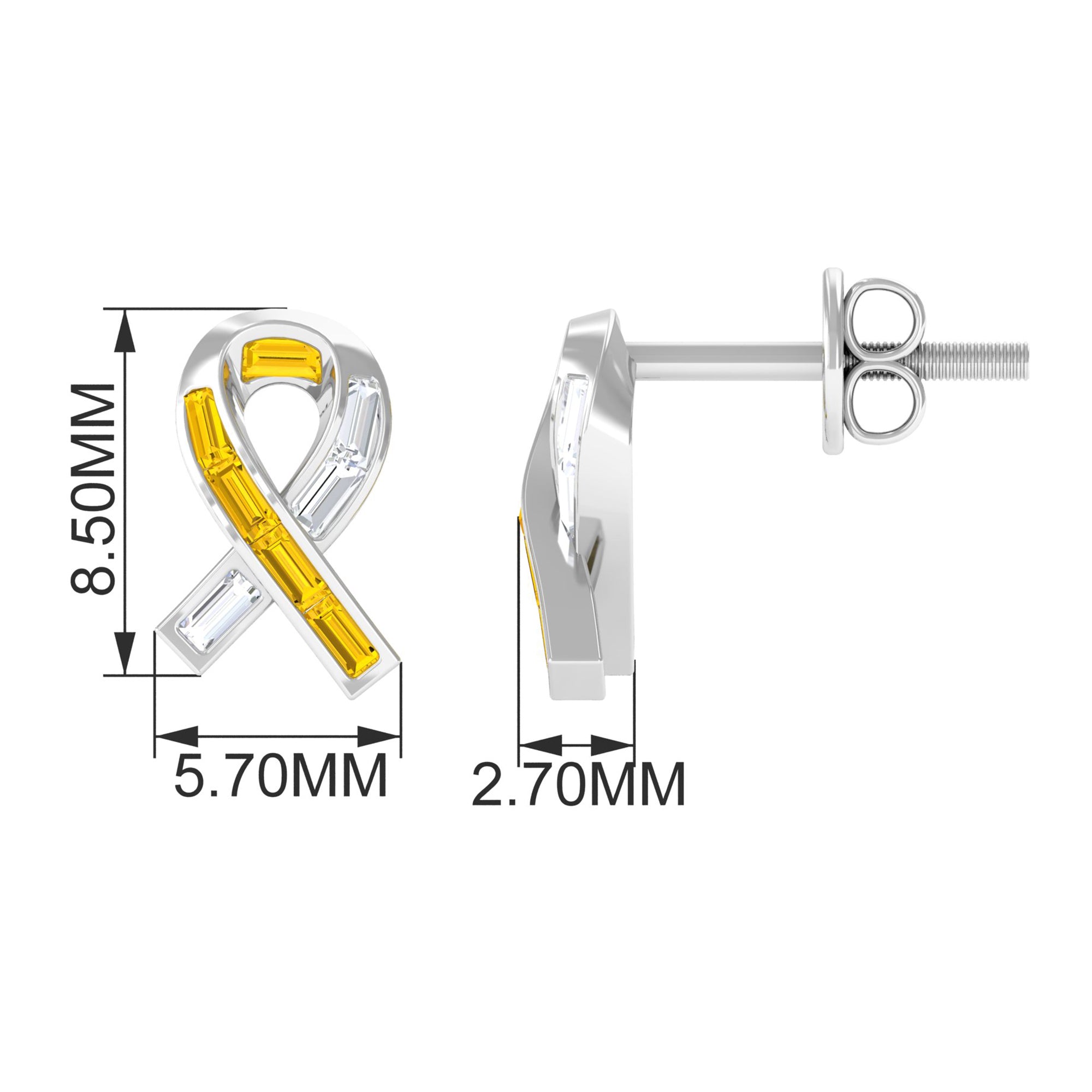 Lab Created Yellow Sapphire Knot Stud Earrings With Diamond Lab Created Yellow Sapphire - ( AAAA ) - Quality - Rosec Jewels