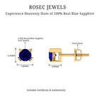 4 MM Round Blue Sapphire Solitaire Cat Stud Earrings in Prong Setting Blue Sapphire - ( AAA ) - Quality - Rosec Jewels