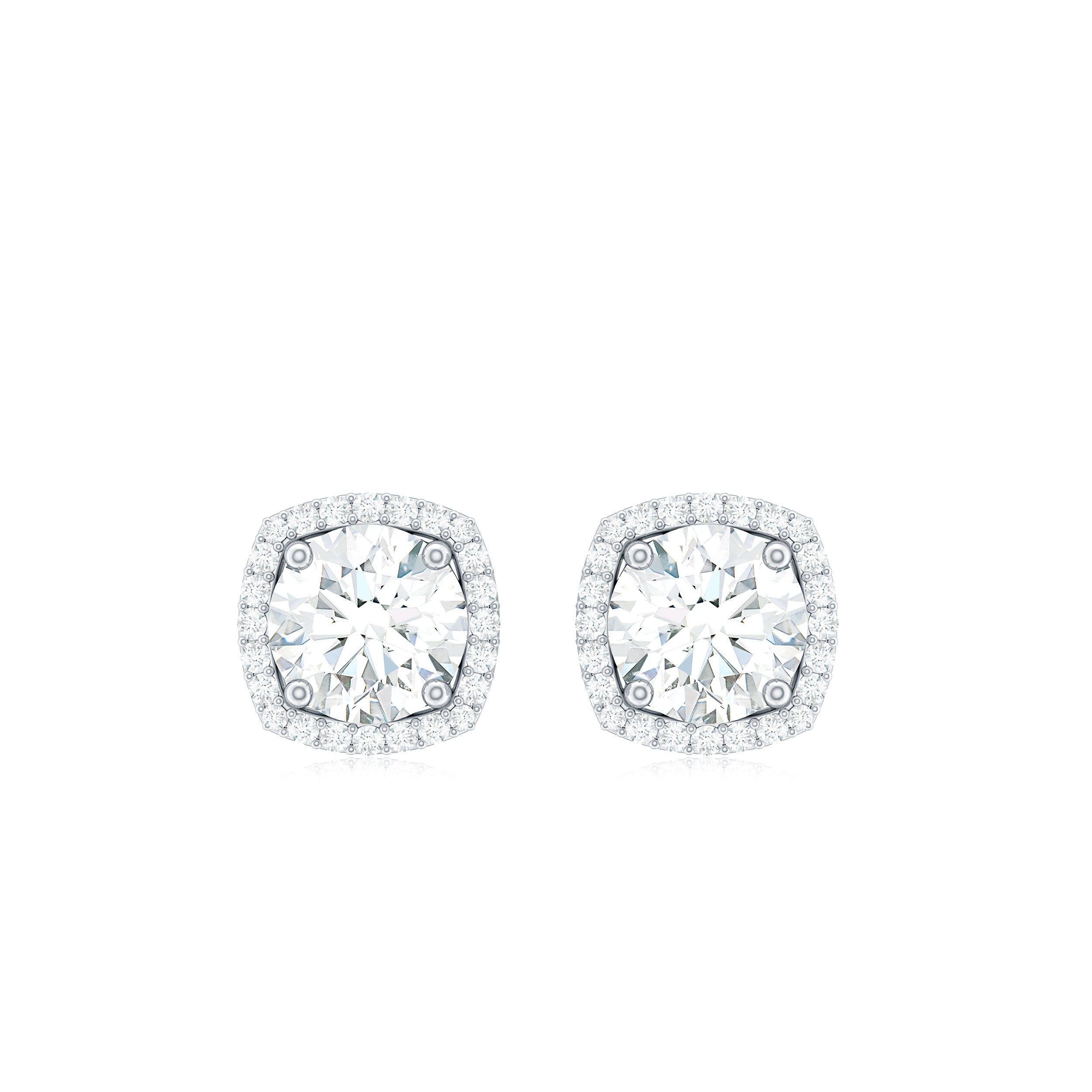 2.25 CT Round Shape Moissanite Stud Earrings with Halo Moissanite - ( D-VS1 ) - Color and Clarity - Rosec Jewels