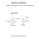 1.50 CT Certified Moissanite Silver Stud Earrings with Halo Moissanite - ( D-VS1 ) - Color and Clarity 92.5 Sterling Silver - Rosec Jewels