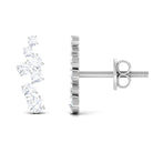 Natural Round Diamond Climber Earrings Diamond - ( HI-SI ) - Color and Clarity - Rosec Jewels