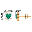 3/4 CT Heart Shape Created Emerald and Diamond Halo Stud Earrings Lab Created Emerald - ( AAAA ) - Quality - Rosec Jewels