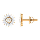 3/4 CT Natural Diamond Flower Stud Earrings in Gold Diamond - ( HI-SI ) - Color and Clarity - Rosec Jewels