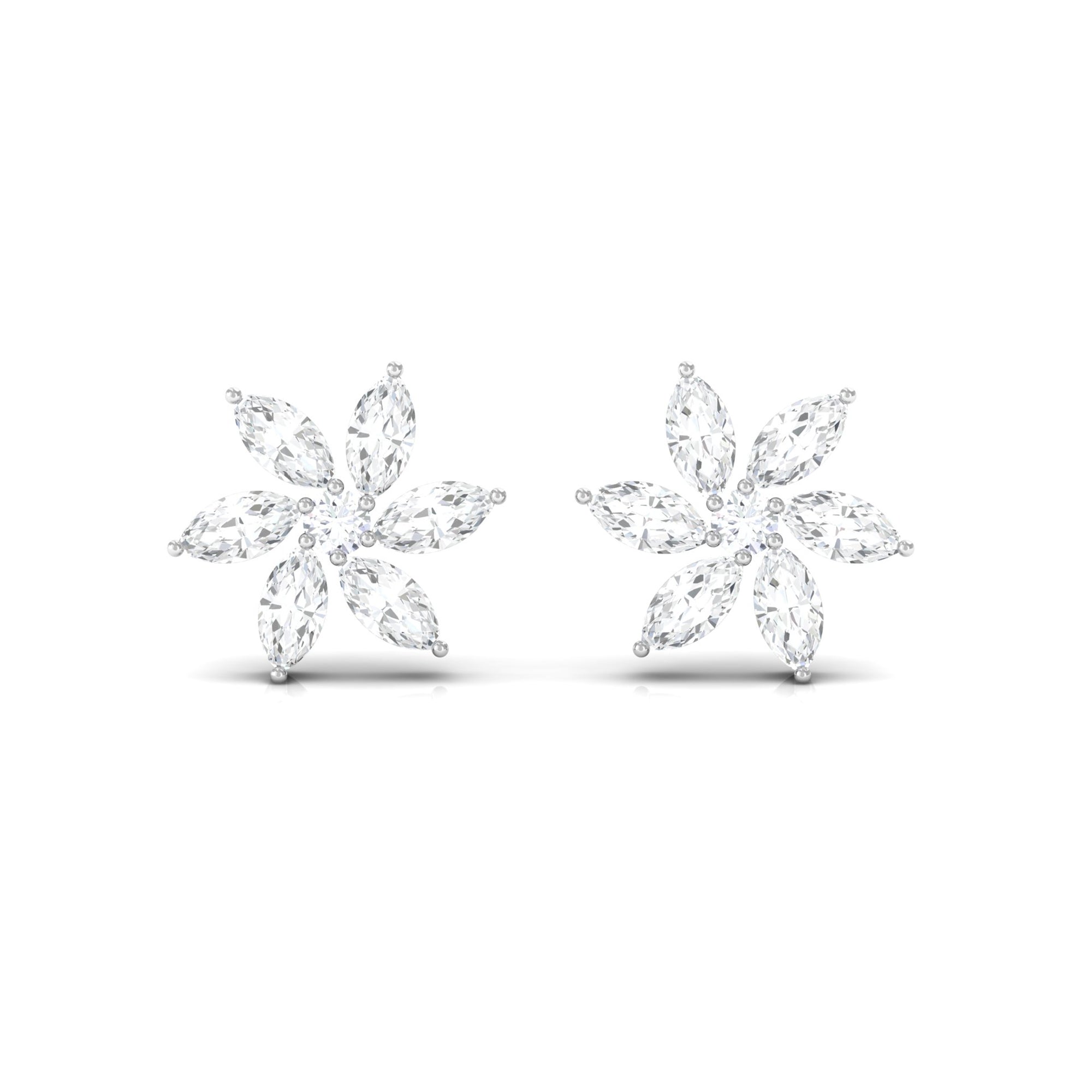 3/4 CT Real Diamond Flower Stud Earrings in Prong Setting Diamond - ( HI-SI ) - Color and Clarity - Rosec Jewels