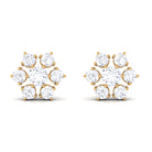 3/4 CT Diamond Cluster Flower Stud Earrings in Gold Diamond - ( HI-SI ) - Color and Clarity - Rosec Jewels