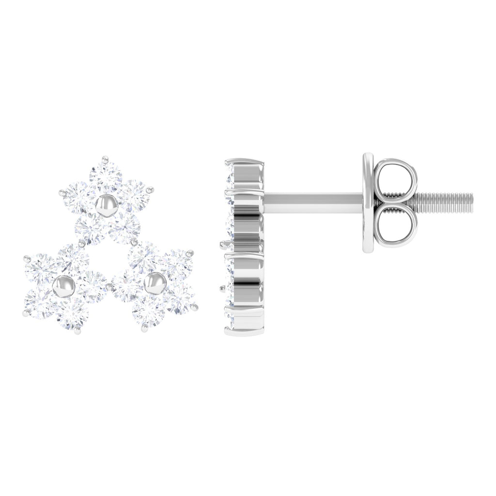 1/2 CT Round Cut Diamond Cluster Floral Stud Earring Diamond - ( HI-SI ) - Color and Clarity - Rosec Jewels
