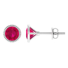 1.25 CT Round Cut Created Ruby Solitaire Stud Earring in Gold Lab Created Ruby - ( AAAA ) - Quality - Rosec Jewels