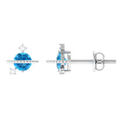 Swiss Blue Topaz Celestial Stud Earrings with Diamond Stones Swiss Blue Topaz - ( AAA ) - Quality - Rosec Jewels