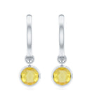 Lab Grown Yellow Sapphire Hoop Drop Earrings Lab Created Yellow Sapphire - ( AAAA ) - Quality - Rosec Jewels