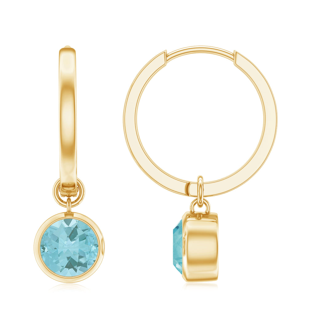 2.25 CT Bezel Set Sky Blue Topaz Hoop Drop Earrings in Gold Sky Blue Topaz - ( AAA ) - Quality - Rosec Jewels