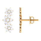 April Birthstone Diamond Floral Climber Earrings Diamond - ( HI-SI ) - Color and Clarity - Rosec Jewels