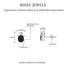 3/4 CT Oval Shaped Black Onyx Tortoise Earrings in Silver Black Onyx - ( AAA ) - Quality 92.5 Sterling Silver - Rosec Jewels