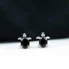 3/4 CT Oval Shaped Black Onyx Tortoise Earrings in Silver Black Onyx - ( AAA ) - Quality 92.5 Sterling Silver - Rosec Jewels