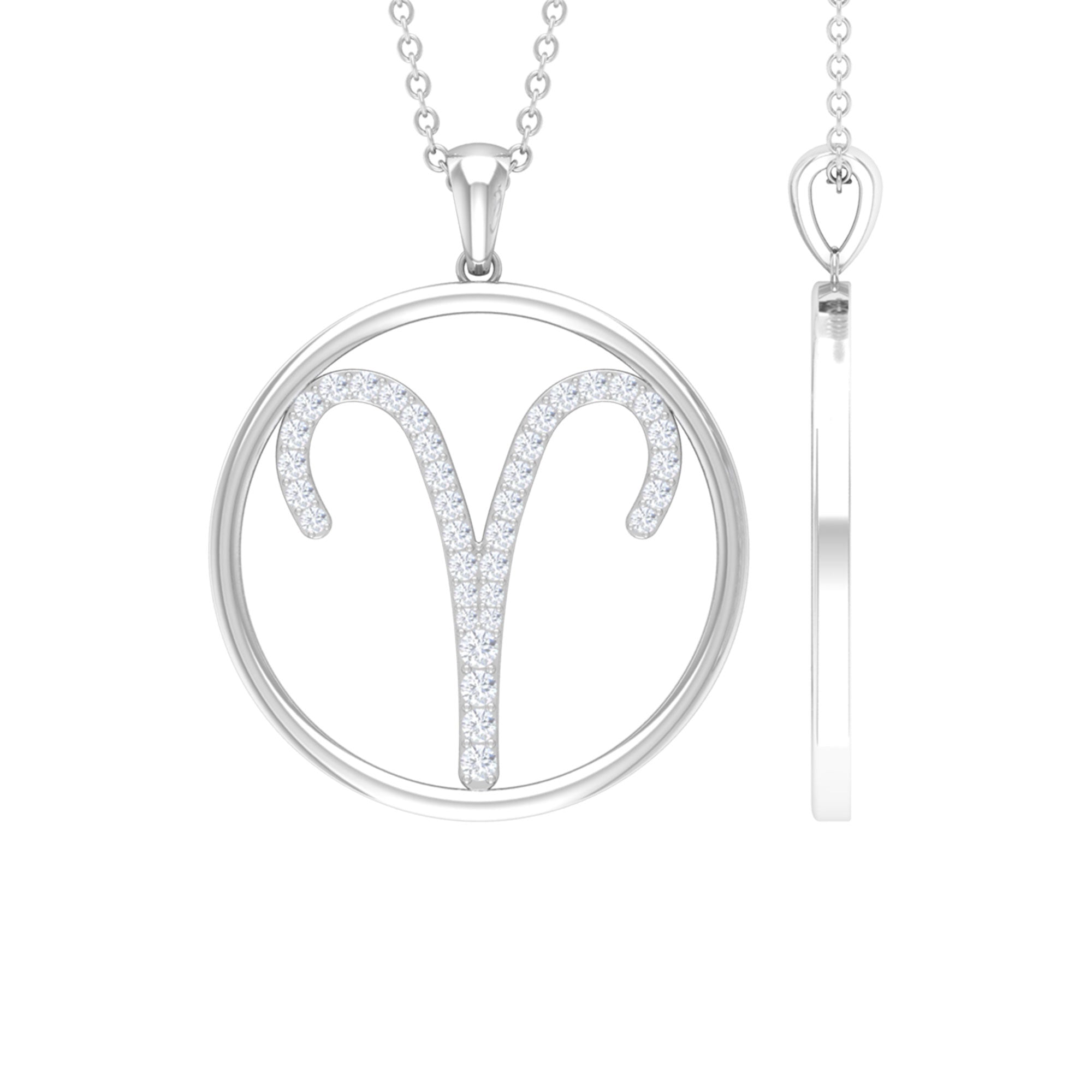 Moissanite Aries Zodiac Sign Pendant Necklace - Rosec Jewels