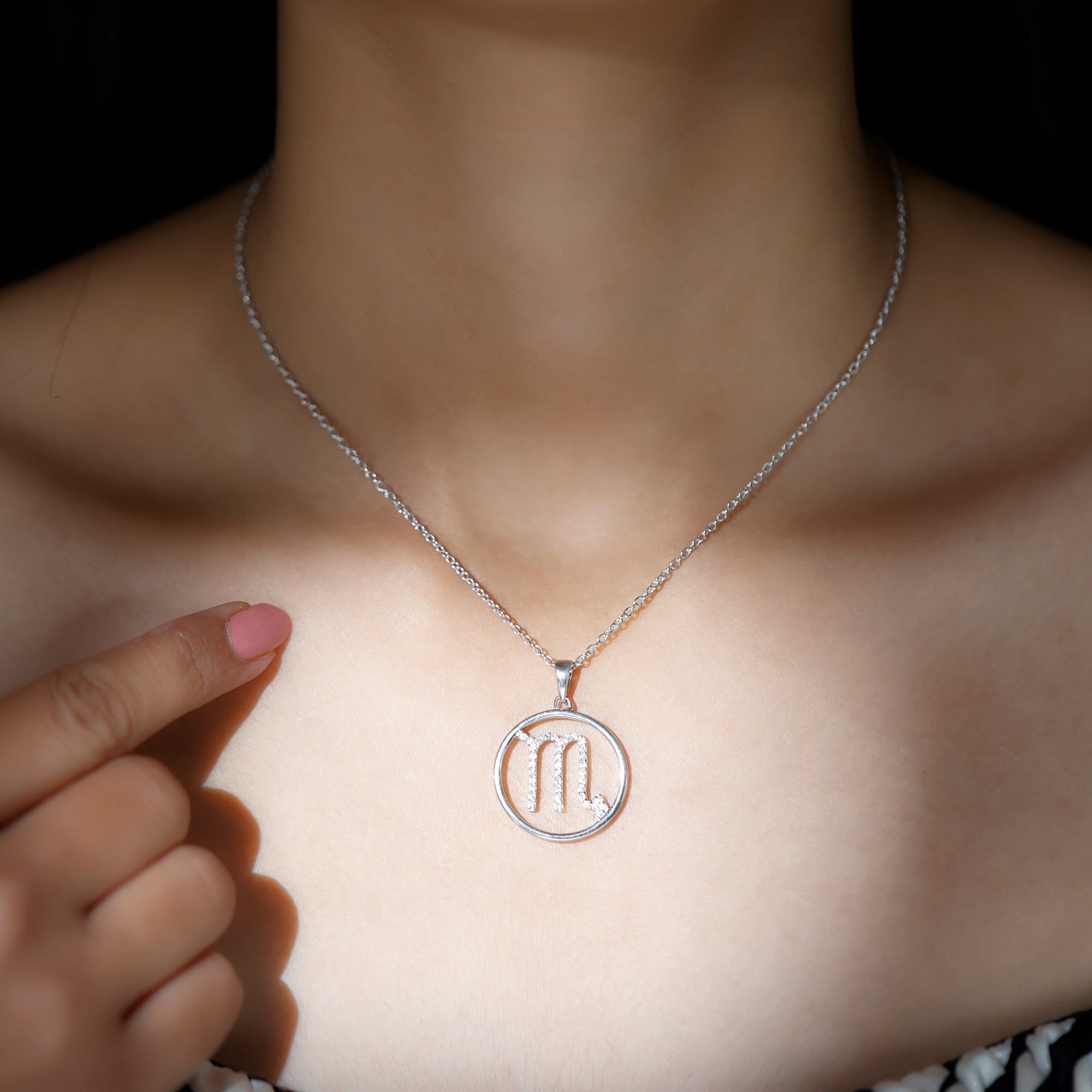Moissanite Scorpio Zodiac Sign Pendant Necklace With Chain - Rosec Jewels