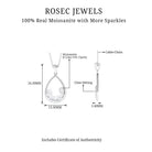 Designer Moissanite Teardrop Pendant Necklace in Silver - Rosec Jewels