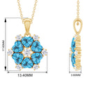 1.75 CT Heart Shape Swiss Blue Topaz and Diamond Flower Pendant Swiss Blue Topaz - ( AAA ) - Quality - Rosec Jewels