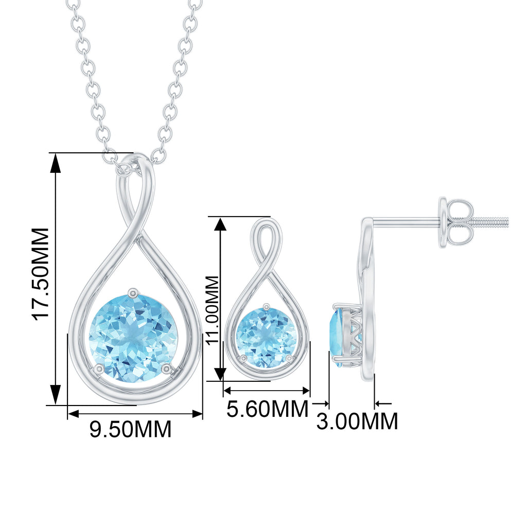 Aquamarine Solitaire and Gold Infinity Jewelry Set Aquamarine - ( AAA ) - Quality - Rosec Jewels