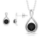 1 CT Round Cut Black Onyx Solitaire Infinity Jewelry Set in 3 Prong Setting Black Onyx - ( AAA ) - Quality - Rosec Jewels