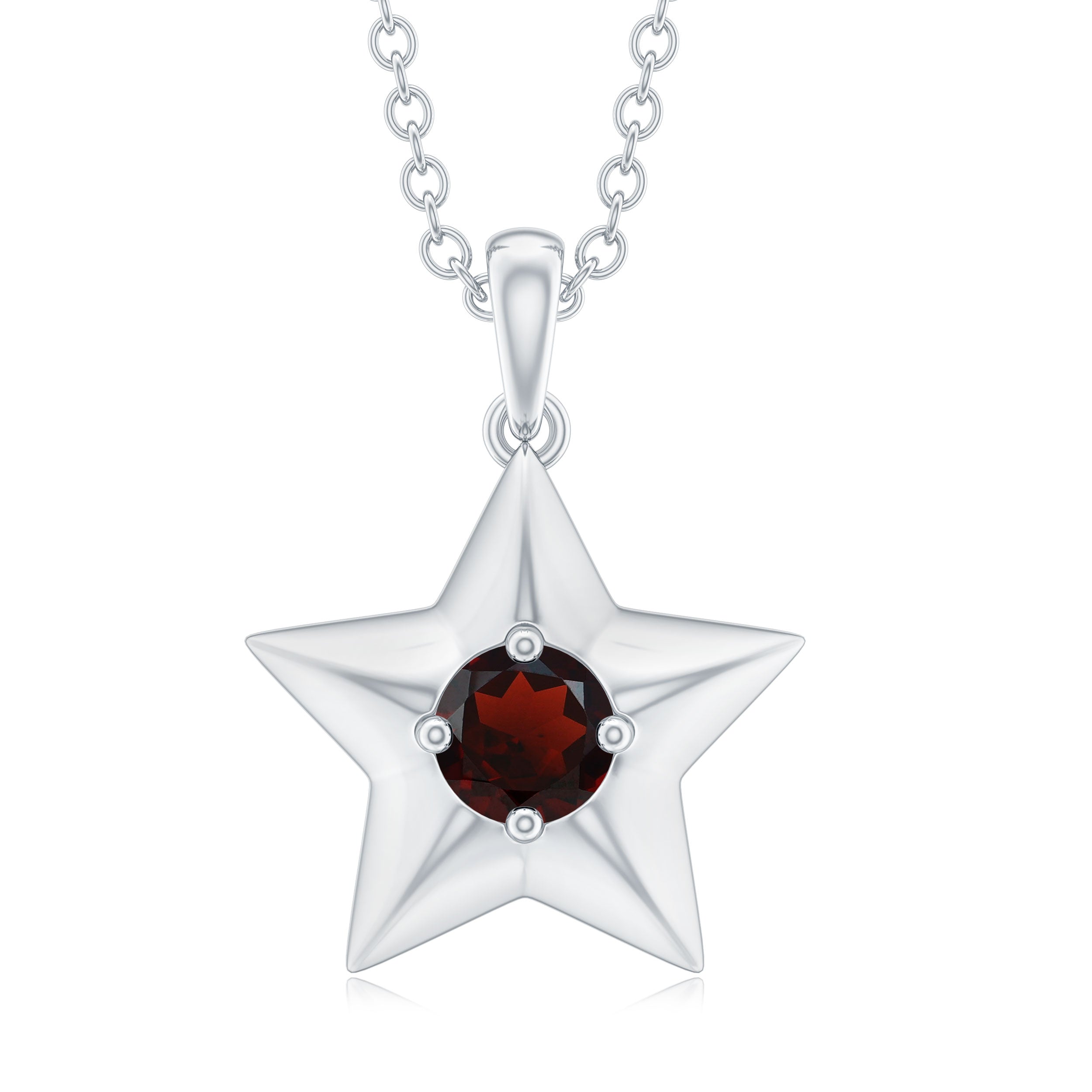 1/4 CT Garnet and Gold Star Pendant Garnet - ( AAA ) - Quality - Rosec Jewels