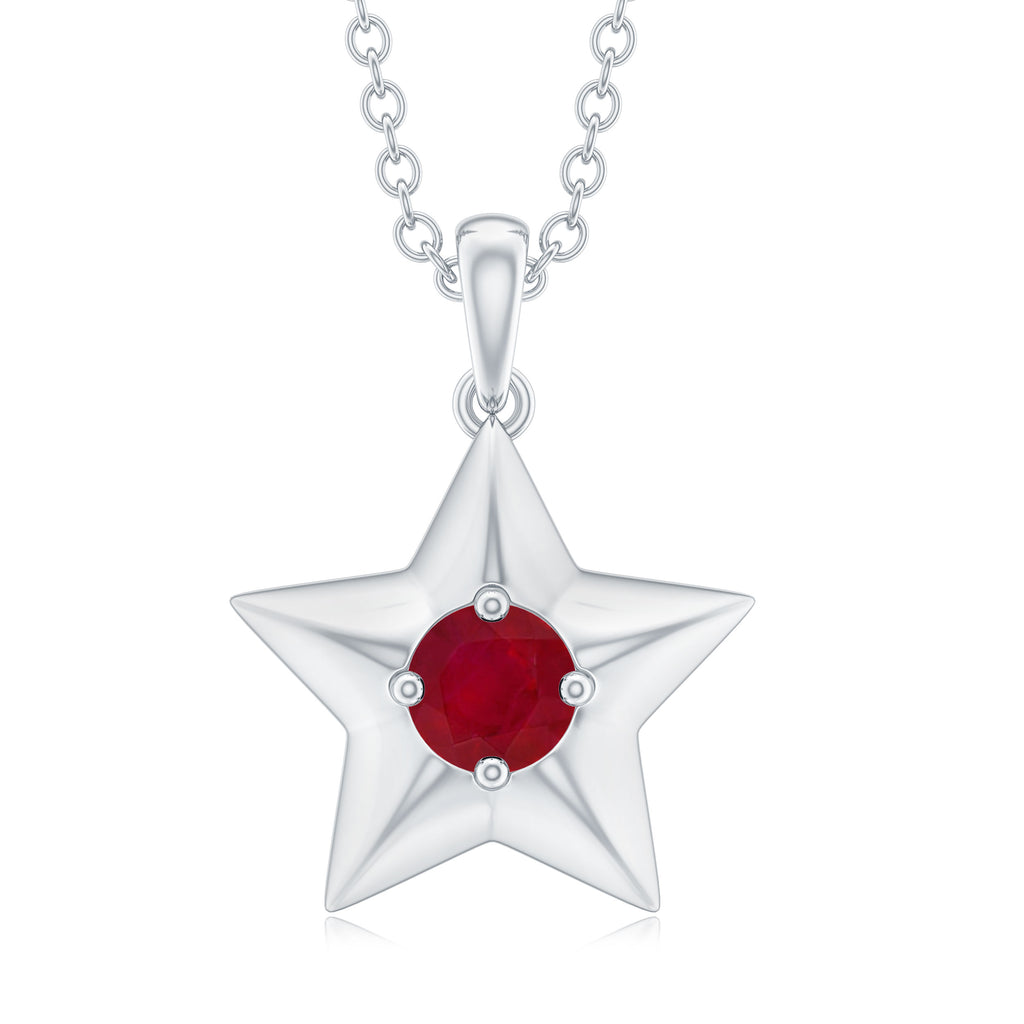 1/4 CT Elegant Ruby and Gold Star Pendant for Women Ruby - ( AAA ) - Quality - Rosec Jewels
