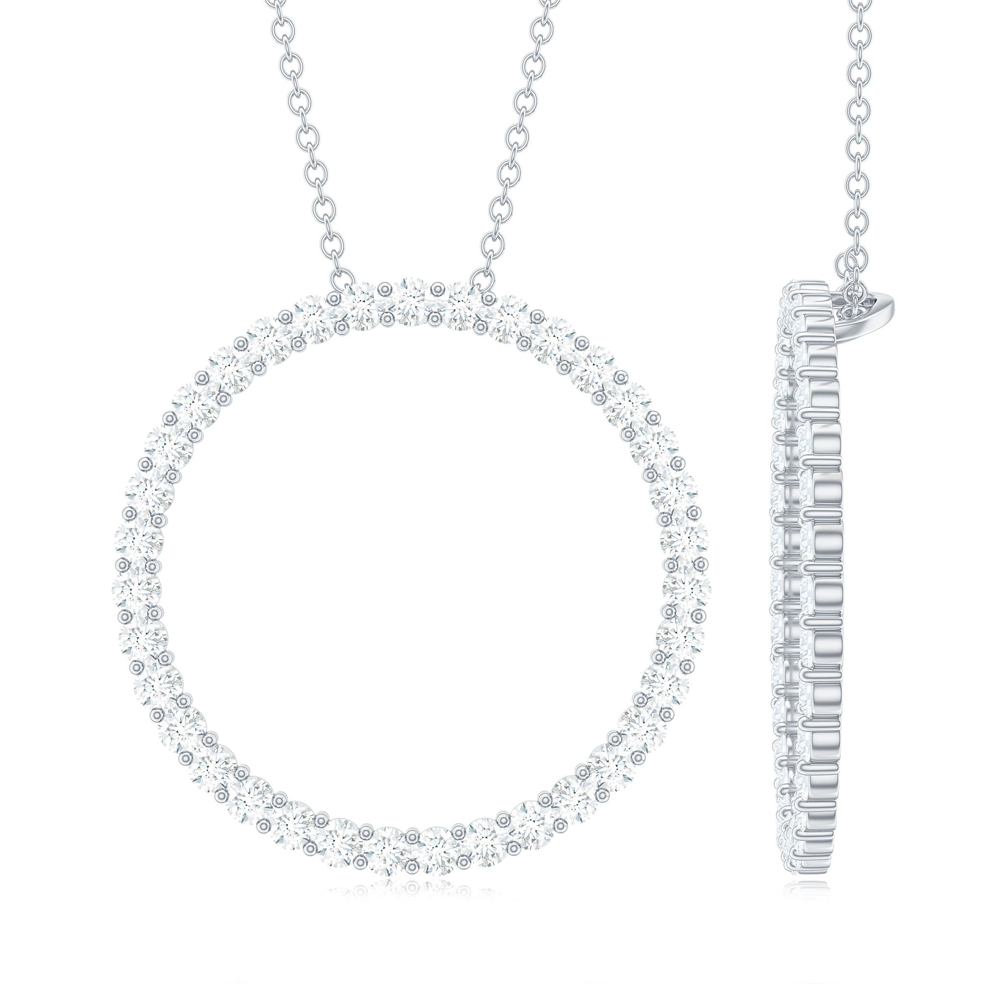 Moissanite Eternity Pendant Necklace For Women - Rosec Jewels