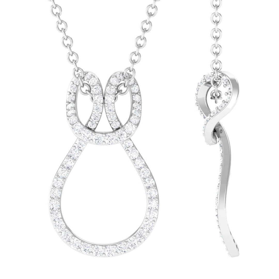 Classic Moissanite Twisted Infinity Pendant Necklace in Silver - Rosec Jewels