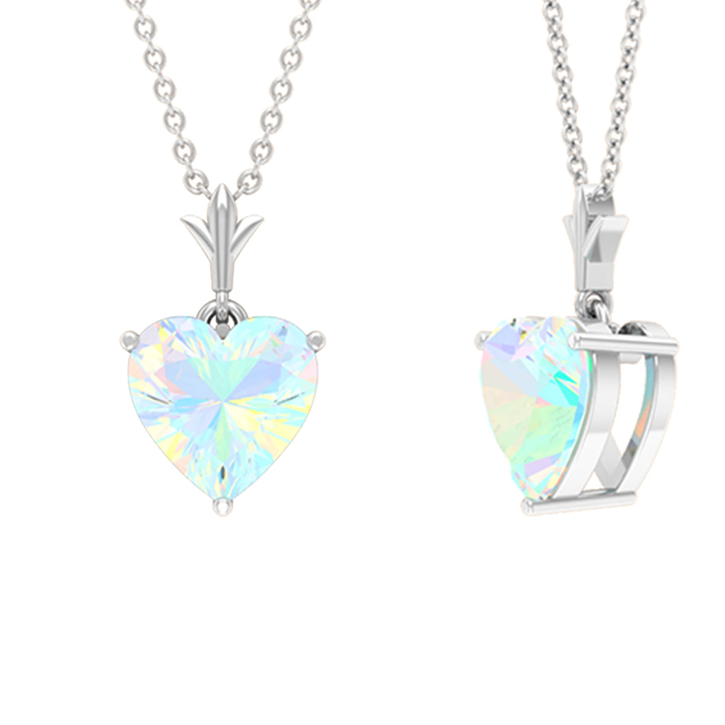 6 MM Heart Shape Ethiopian Opal Solitaire Pendant Necklace Ethiopian Opal - ( AAA ) - Quality - Rosec Jewels