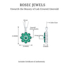 Pear Cut Created Emerald Silver Flower Pendant with Zircon Accent - Rosec Jewels