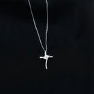 Moissanite Contemporary Bypass Cross Pendant in Silver - Rosec Jewels
