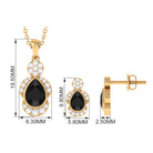 1.50 CT Black Onyx Dangle Jewelry Set with Diamond Stones Black Onyx - ( AAA ) - Quality - Rosec Jewels
